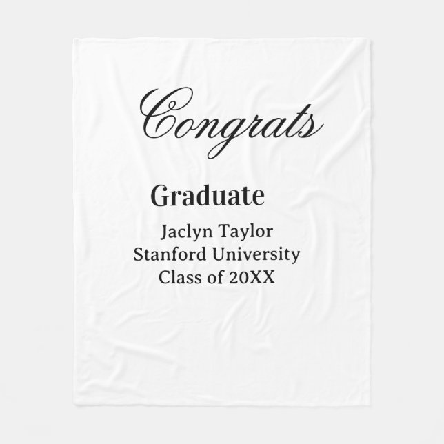 Grattis examen namn universitet namn klass av  fleecefilt (Framsidan)