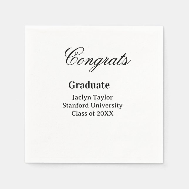 Grattis examen namn universitet namn klass av  pappersservett (Framsidan)