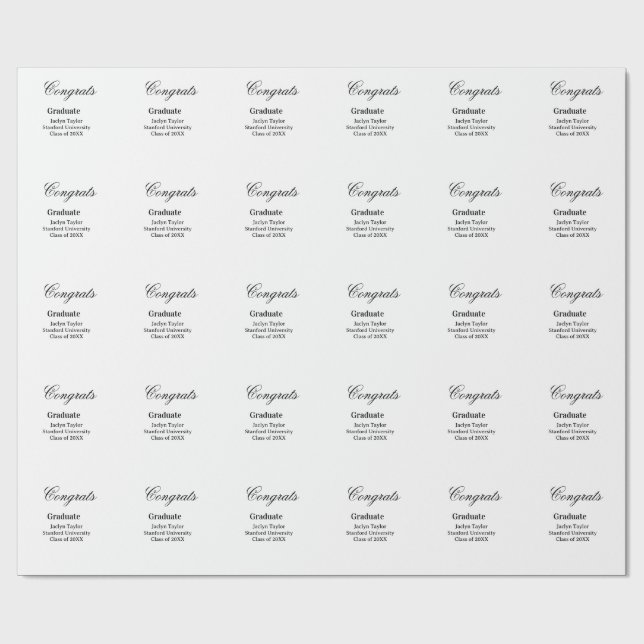 Grattis examen namn universitet namn klass  presentpapper (Platt)