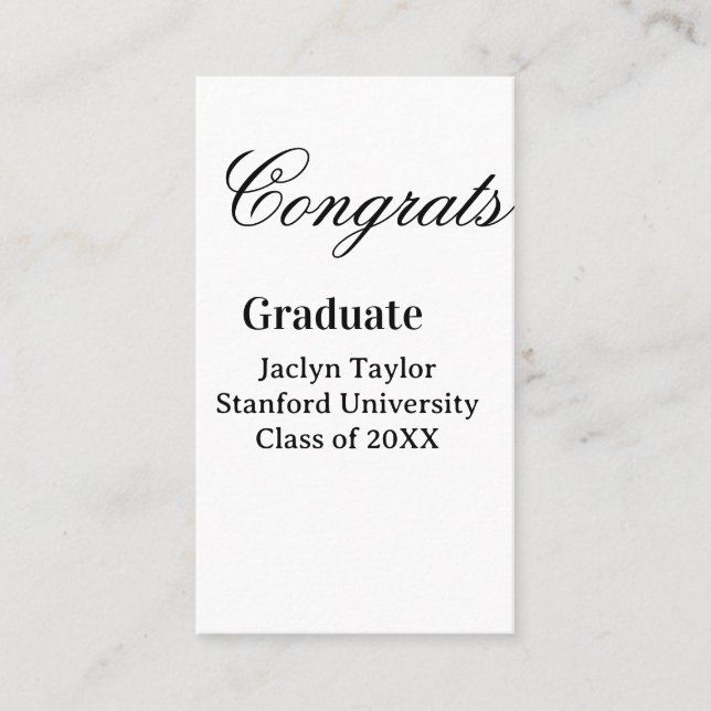 Grattis examen namn universitet namn klass  visitkort (Framsida)
