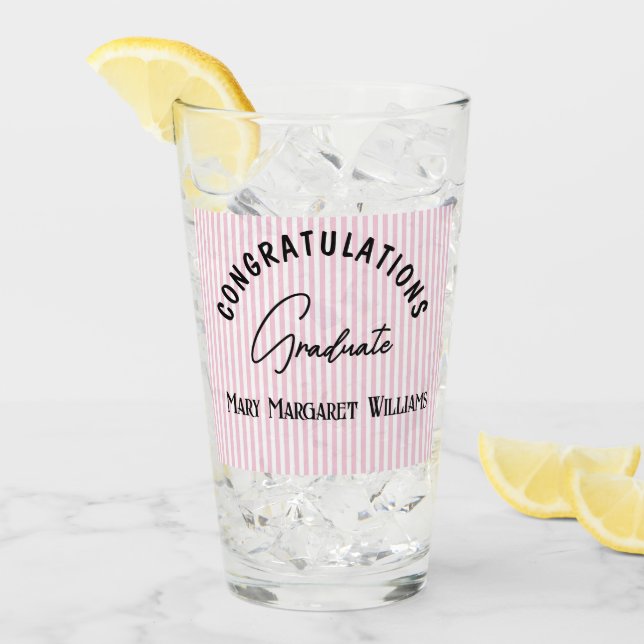 Grattis examen randig 16oz glaskopp (Framsida Ice)