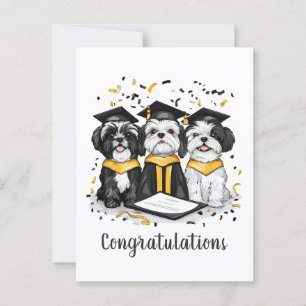 Grattis Examen Shih Tzu Hundar Vykort