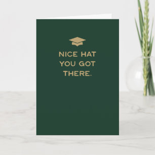 Grattis examen snygg hatt rolig grön guldexamen kort