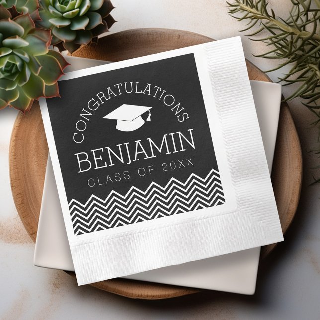 Grattis examen Utexamens CAN EDIT COLOR Pappersservett (Custom Graduation Napkins - Personalize these for the Grad Party)