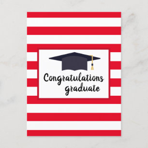 Grattis Examenhätta Med Ränder Röd Vykort
