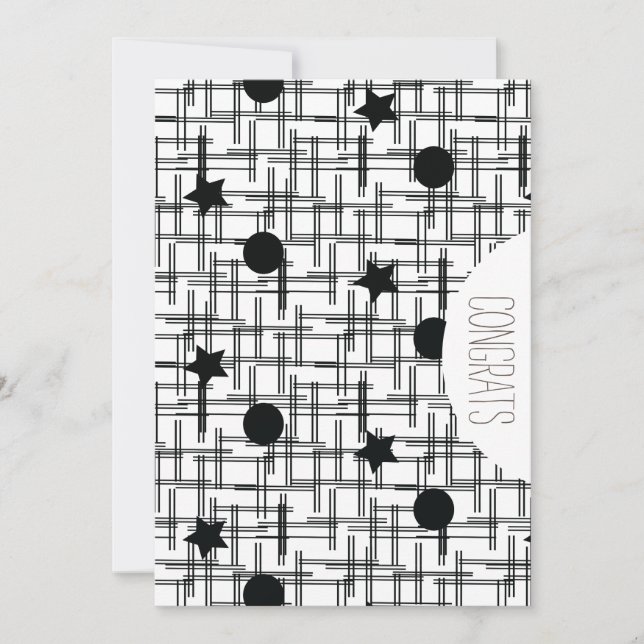 Grattis Examens Abstracta Monokroma Stjärnor Kort (Framsida)