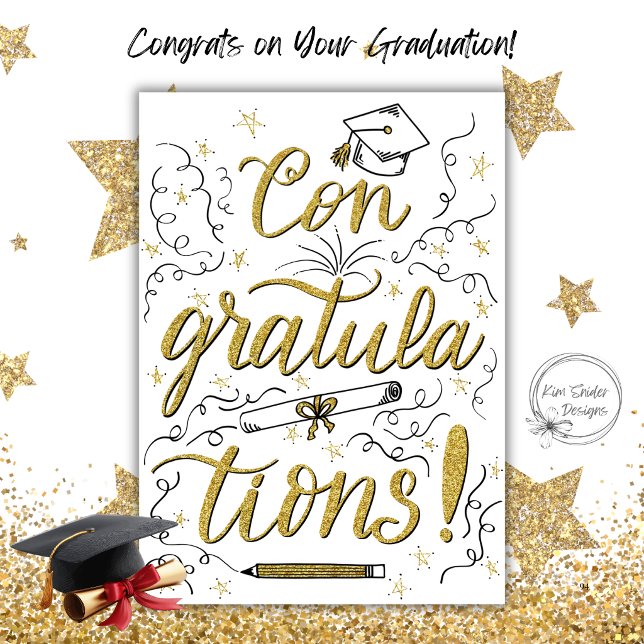 Grattis Examens Glittermanus Skripta Kort (Skapare uppladdad)