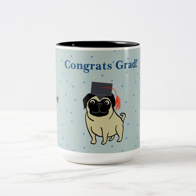 Grattis Examens Mops Två-Tonad Mugg (Center)