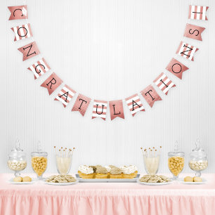 Grattis Examens Rose Gold Ränder Party Vimplar