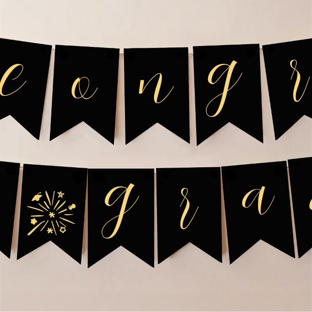 Grattis Examenskandidat Svarta Guld Examensmössor  Vimplar (Skapare uppladdad)
