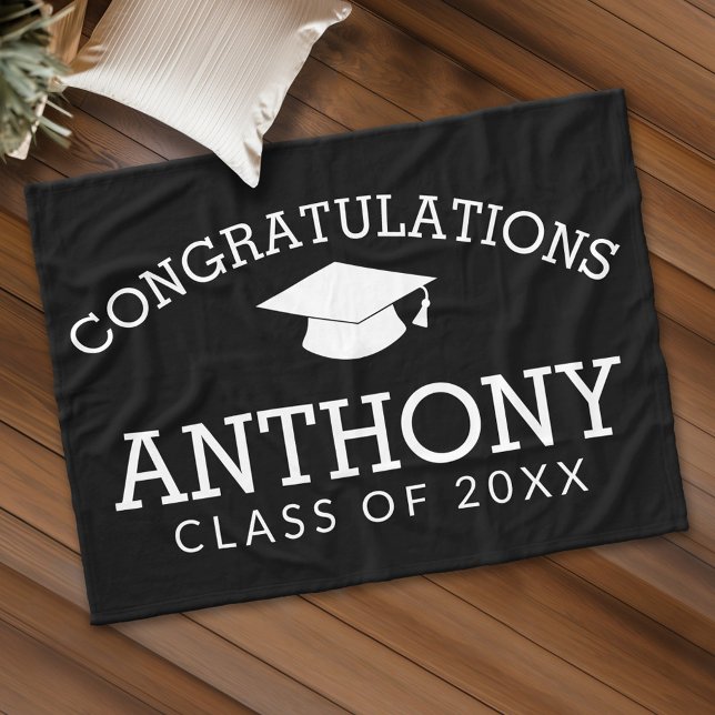 Grattis Examensklass 20xx - Moderna Fleecefilt (Custom Fleece Blanket - Add Photos and Text)