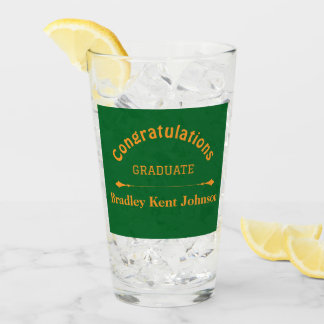 Grattis Examenspresent Glas Tumbler i Guld & Grönt