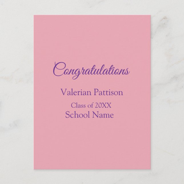 Grattis examenstyp add skola namn enkel mo vykort (Framsida)