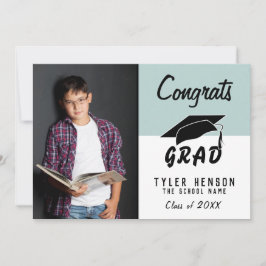 Grattis Examinerad Modern Blå Foto Examen Kort