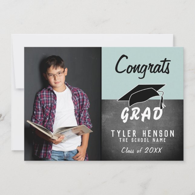 Grattis Examinerad Svart Tavla Foto Examen Kort (Framsida)