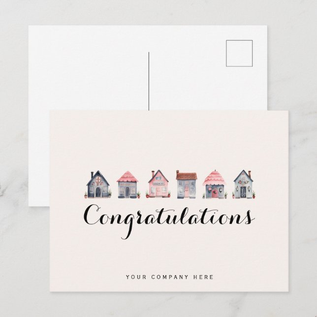 Grattis Fastigheter Ny Husägare Vykort (Fram/baksida)
