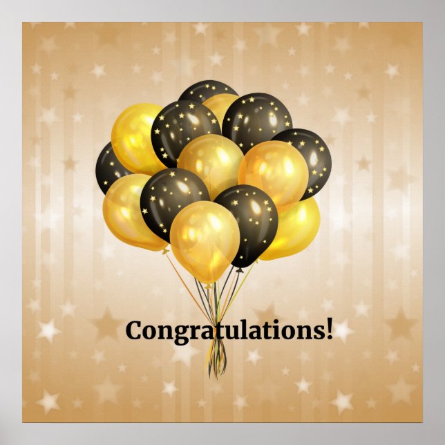 Grattis! Firande ballonger. Poster (Framsidan)