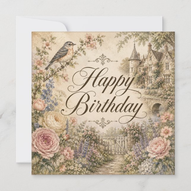grattis födelsedag blomkort  julkort (Framsida)