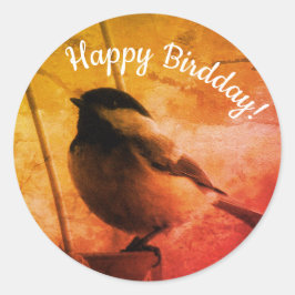 Grattis Födelsedag Söt Svartkronad Mes Runt Klistermärke