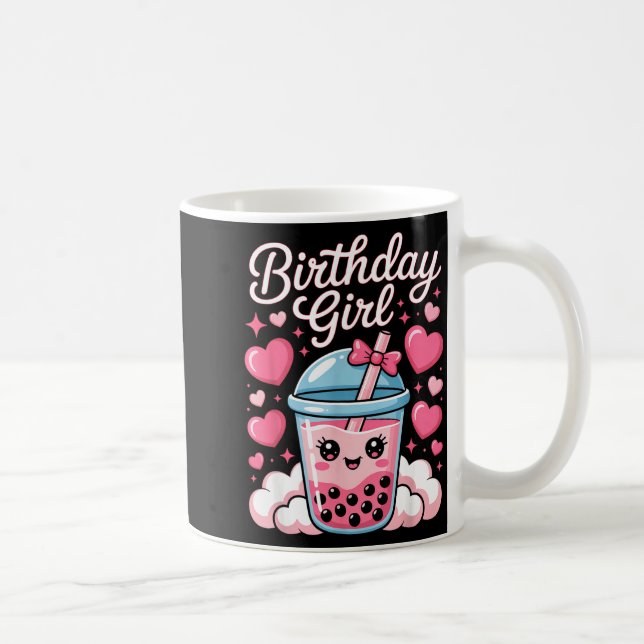 Grattis Födelsedagsflicka Söt Rosa Slinga Bubblete Kaffemugg (Höger)