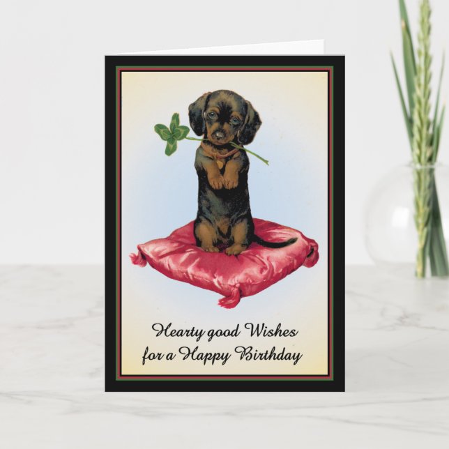 Grattis födelsedagskort med söt dachshund kort (Framsida)