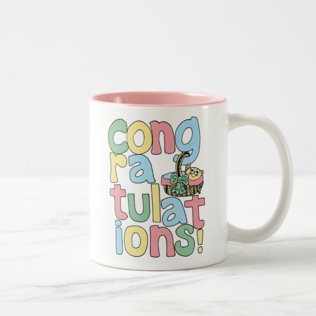 Grattis för BABY (flicka) Två-Tonad Mugg (Höger)