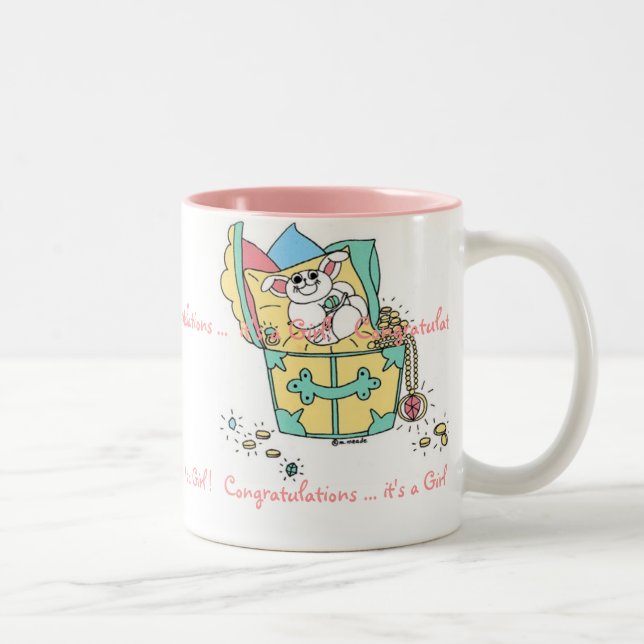 Grattis för BABY (flicka) Två-Tonad Mugg (Höger)