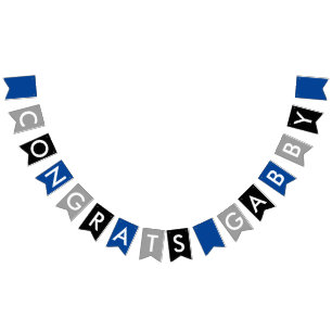 Grattis för blåttgråttsvart vimplar