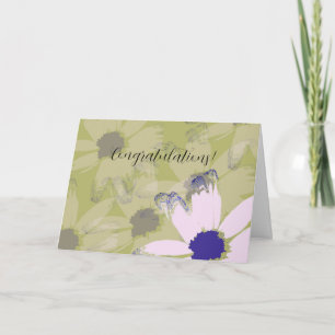 Grattis för Blommigt av  för elegant Rosa Grönt Kort
