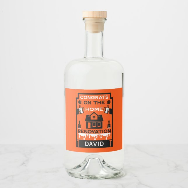 Grattis för hemförbättring spritflaskor etikett (Framsida)