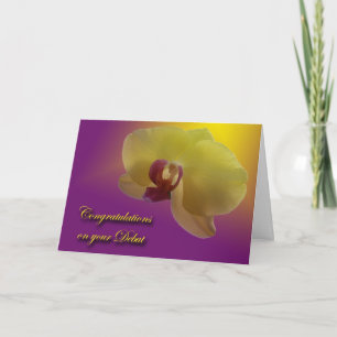 Grattis för Orchid Debut-gult Kort