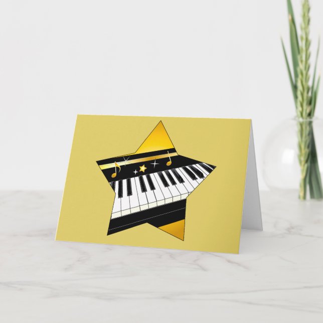 Grattis för pianohögläsningstjärna kort (Framsida)