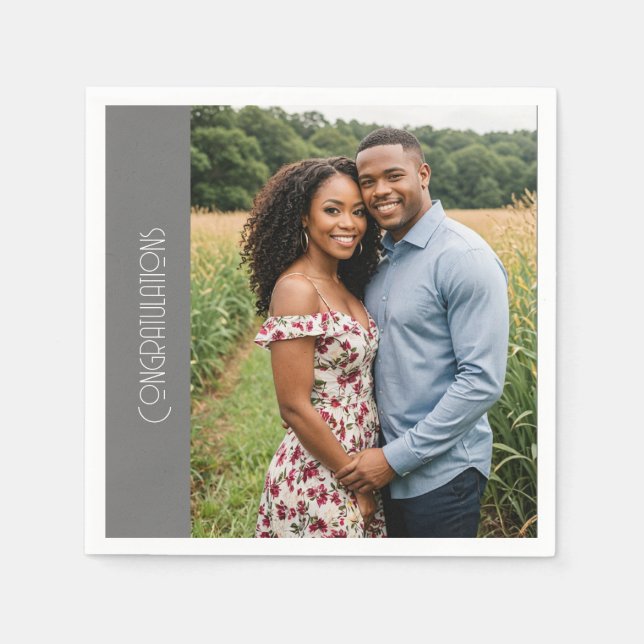 grattis förlovningsfest foto servett (Framsidan)