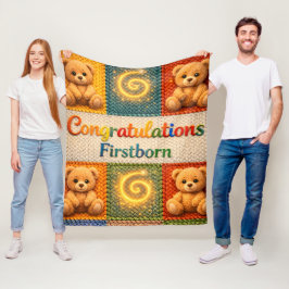 Grattis, förstfödd mysig stickad stil teddy fleecefilt