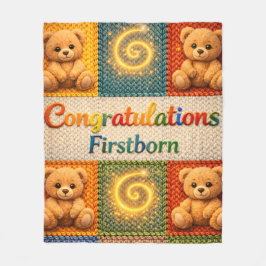 Grattis, förstfödd mysig stickad stil teddy fleecefilt