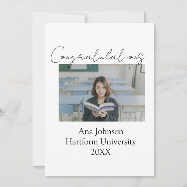 Grattis foto examen namn universitet år inbjudningar (Framsida)