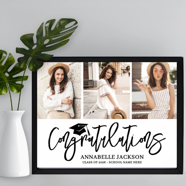 Grattis Fotokollage Examen Poster (Congratulations Photo Collage Graduation Poster)