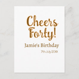 Grattis fyrtio orangebrun kalligrafi födelsedag na vykort