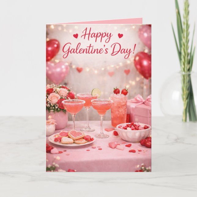 Grattis Galentins dag! Vykort (Framsida)