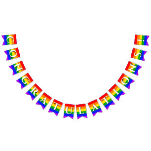 Grattis Gay pride Rainbow Bunting Banner Vimplar