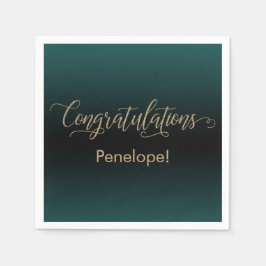 Grattis Glitter Teal & Black Ombre Pappersservett