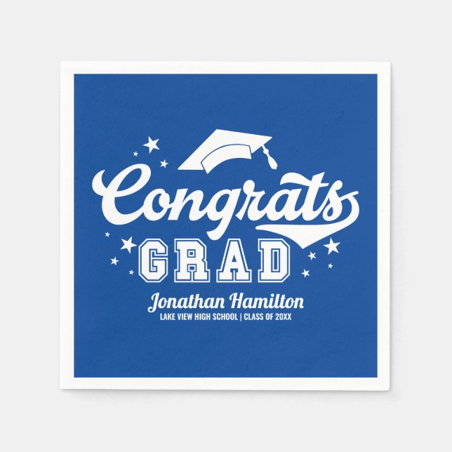 Grattis Grad Blå Examen Fest  Pappersservett (Framsidan)