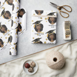 Grattis Grad! Black Woman w/Studentmössa Presentpapper