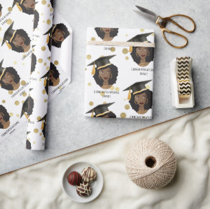 Grattis Grad! Black Woman w/Studentmössa Presentpapper