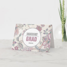 Grattis Grad. Blommönstrets Anpassningsbar Kort