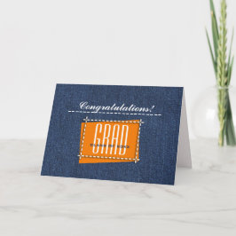 Grattis Grad. Denim Mönster Anpassningsbar Card Kort