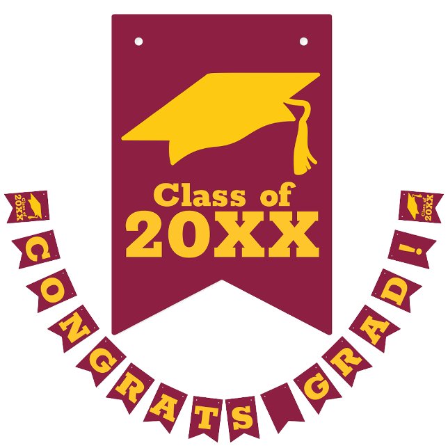 Grattis Grad Guld på Maron Vimplar (Skapare uppladdad)