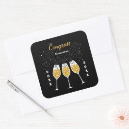 Grattis Grad Studenten Guld Anpassningsbar Fyrkantigt Klistermärke