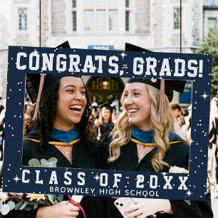 Grattis Grads, blå examens foto ram Poster