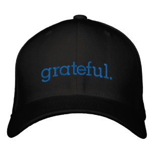 Grattis Gratitude Thanksgiving Blue Broderad Keps